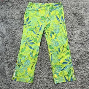 La Vie Boheme Womens Green Printed Pants Size 12 Stretch Colorful High Rise